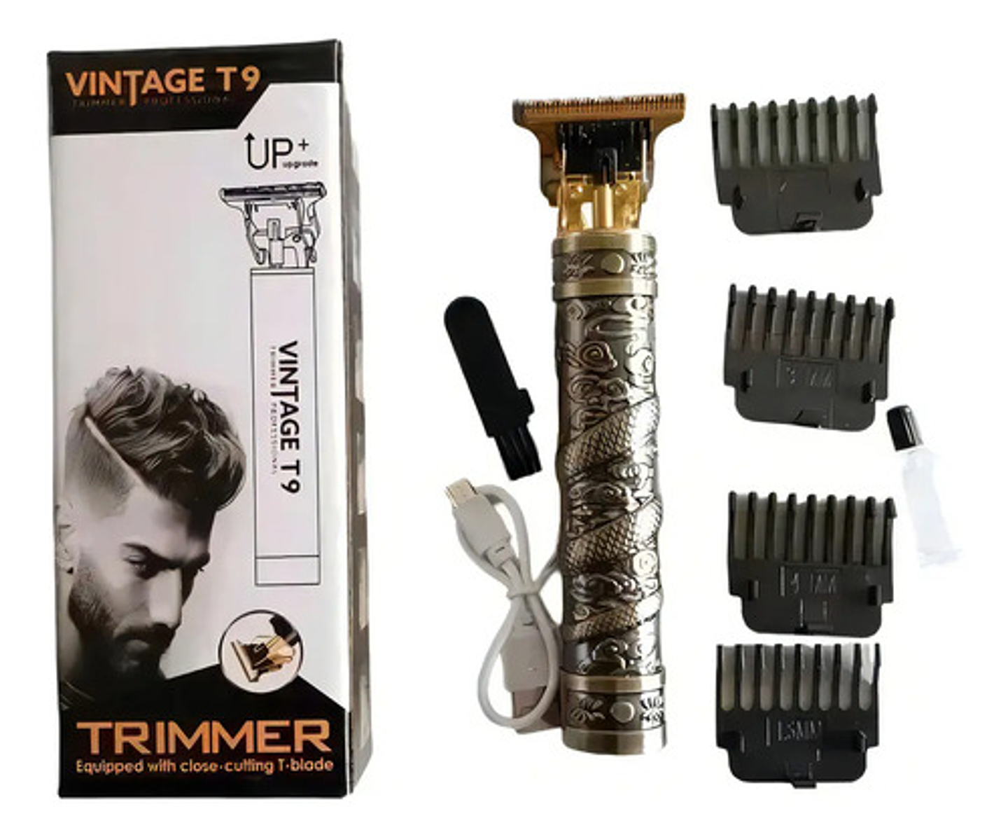 Cortadora De Cabello Profesional Cuchilla Ajustable En T Dorado 3