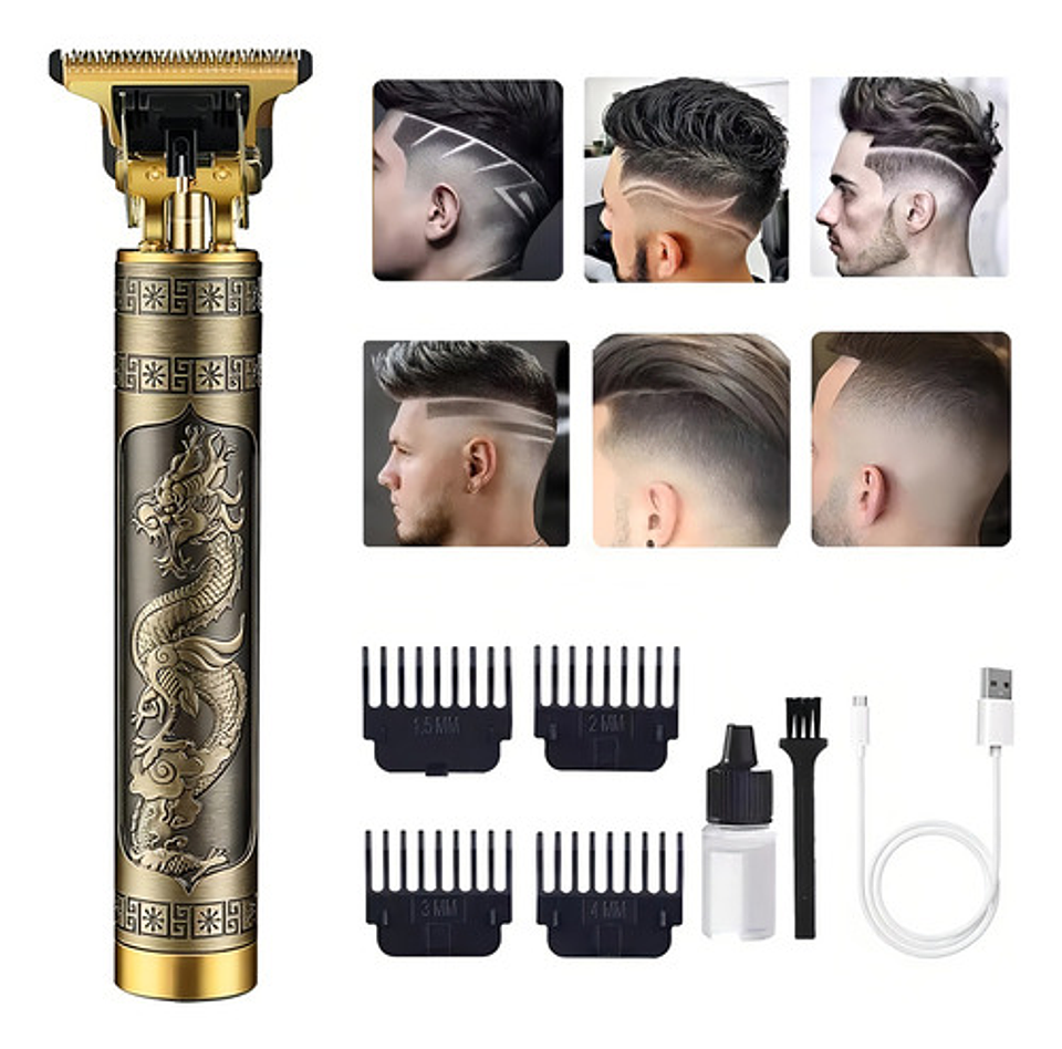 Cortadora De Cabello Profesional Cuchilla Ajustable En T Dorado 7