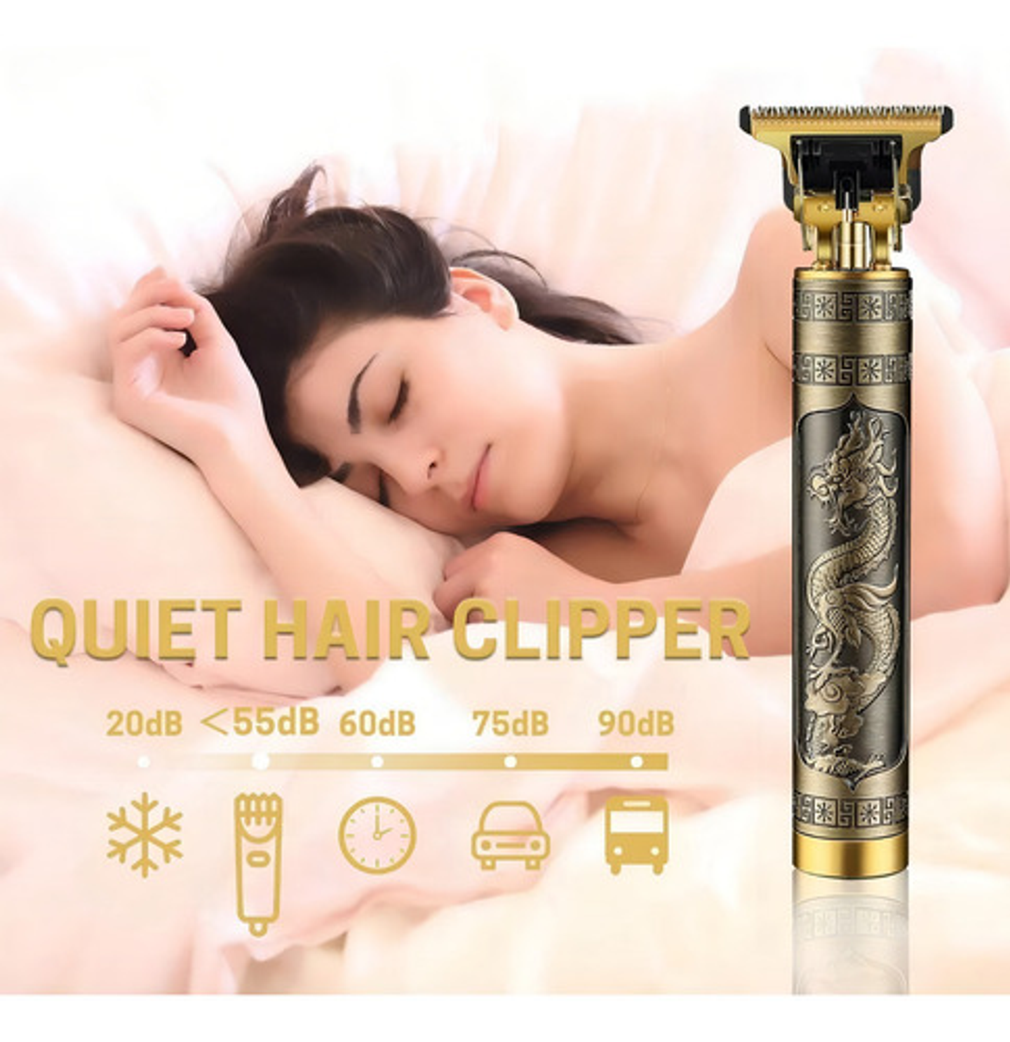 Cortadora De Cabello Profesional Cuchilla Ajustable En T Dorado 11