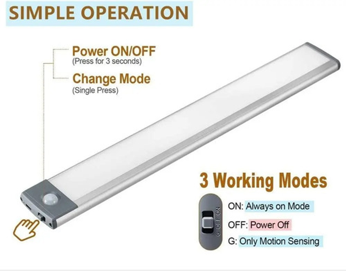 Luz Nocturna Multifuncional Led Usb Con Sensor De Movimiento 5