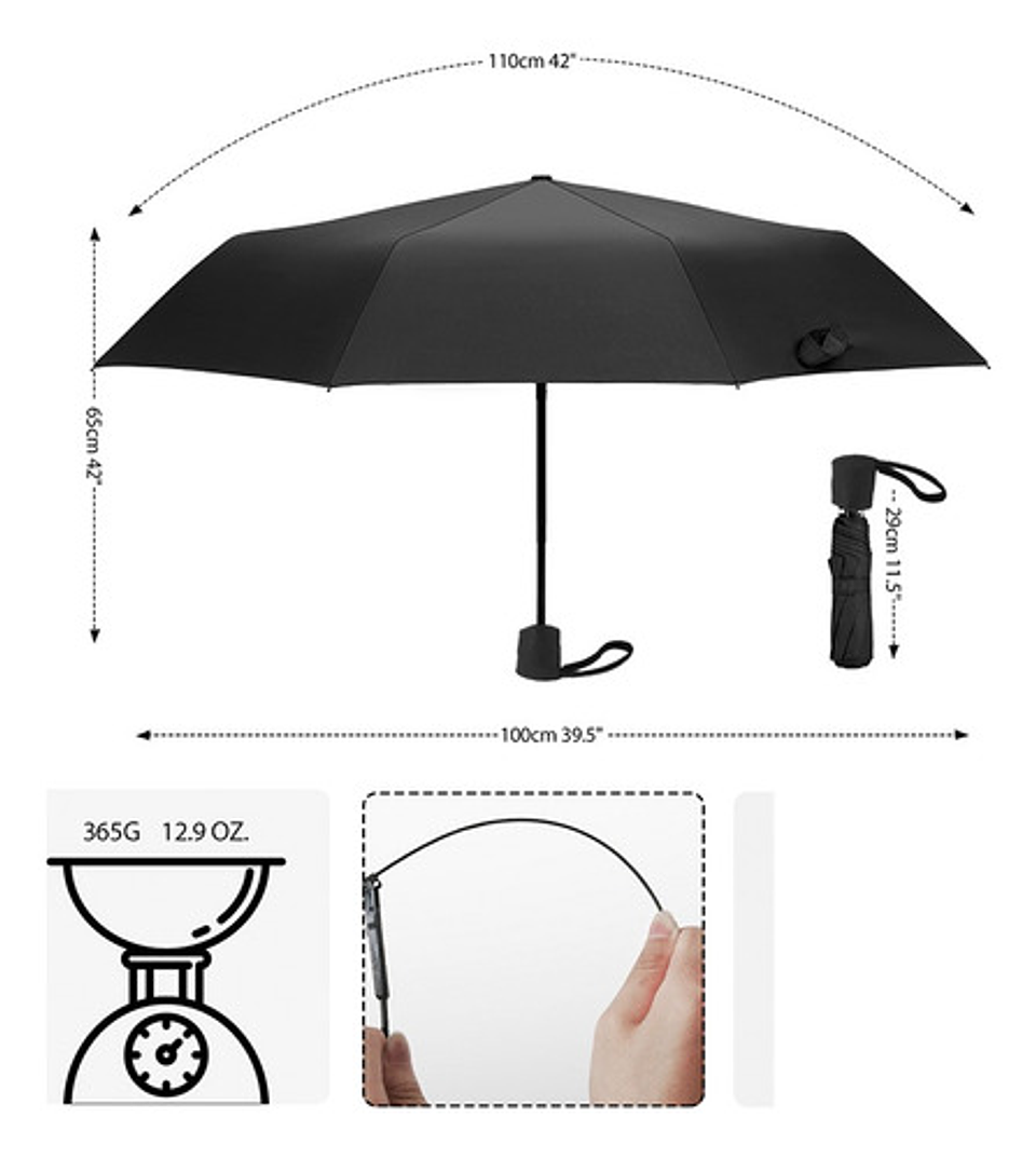 Paraguas Bolsillo 8 Varillas Paragua Cartera Plegable  7