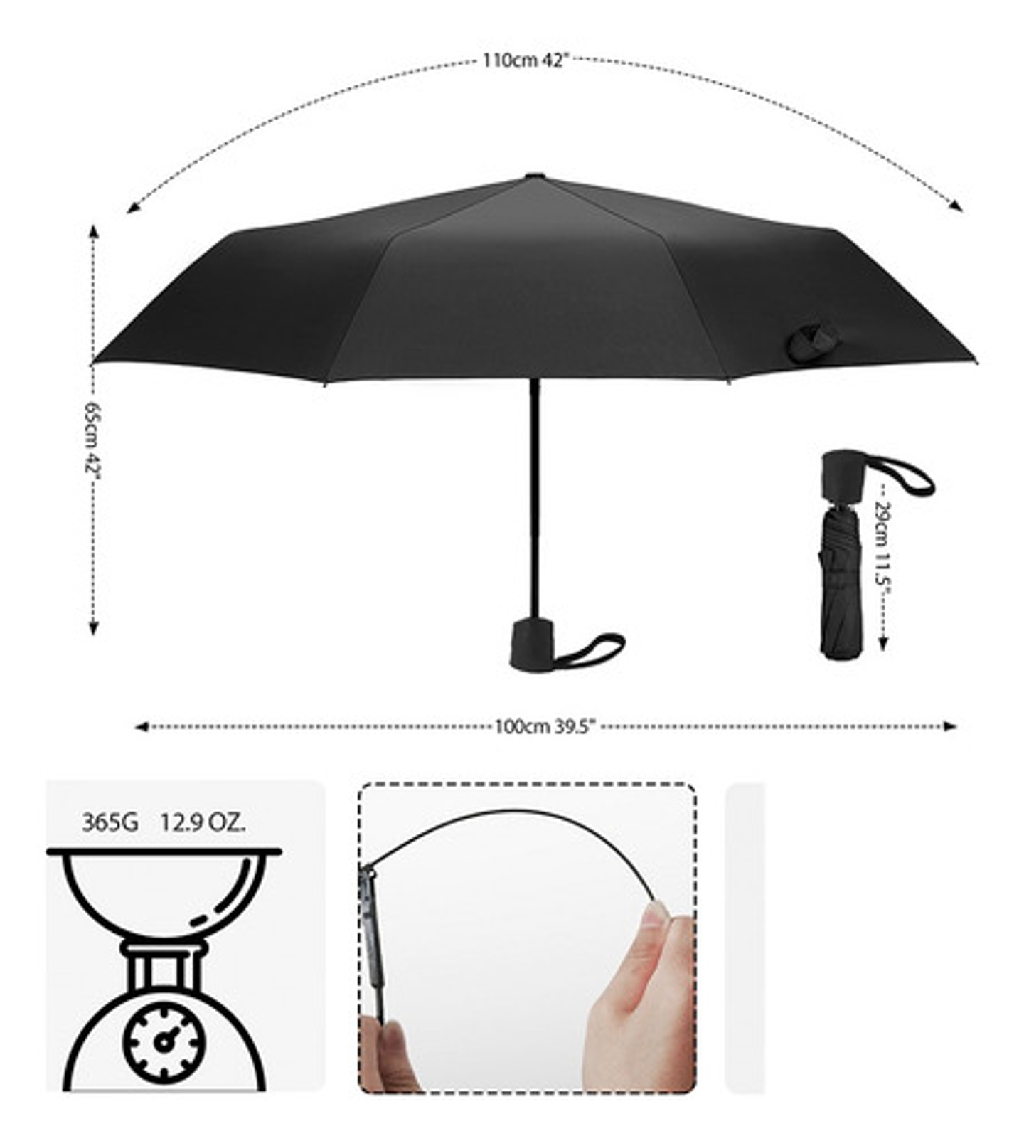 Paraguas Bolsillo 8 Varillas Paragua Cartera Plegable  18
