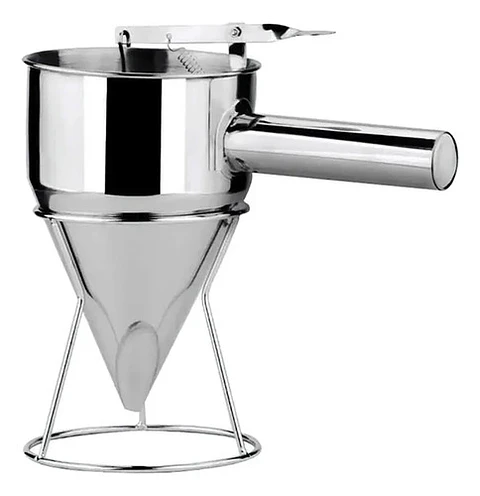 Embudo Dosificador Acero Inoxidable 750ml Con Soporte Repostería Plateado