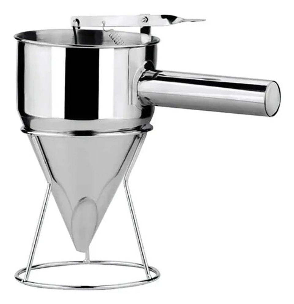 Embudo Dosificador Acero Inoxidable 750ml Con Soporte Repostería Plateado 1
