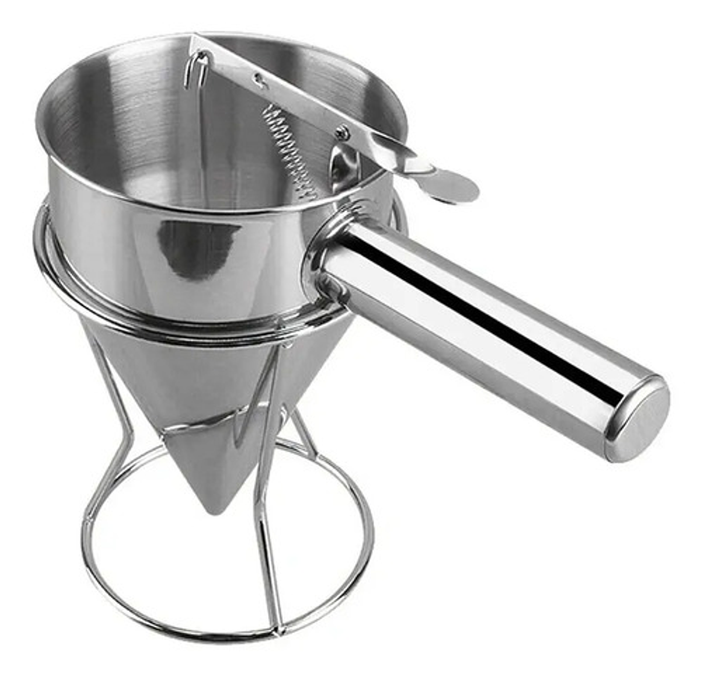 Embudo Dosificador Acero Inoxidable 750ml Con Soporte Repostería Plateado 5