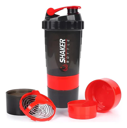 Shaker 3 En 1, Botella Mezclador Batidos Proteina 500ml Gym