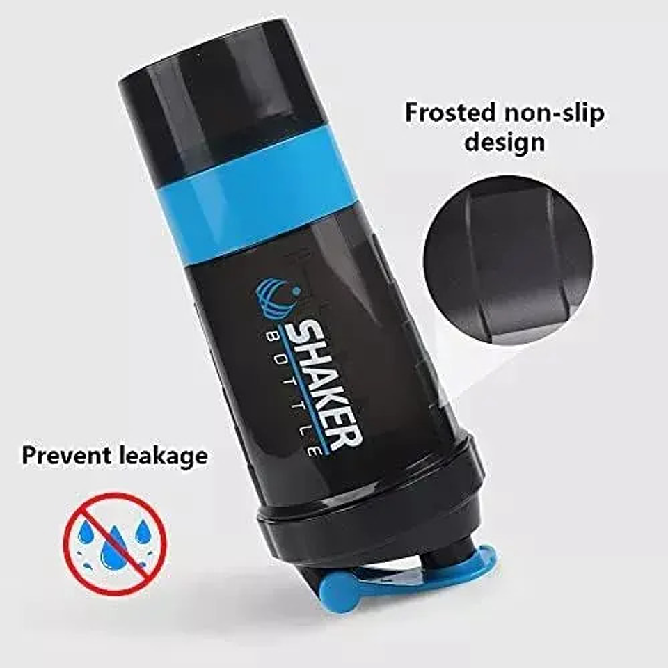 Shaker 3 En 1, Botella Mezclador Batidos Proteina 500ml Gym 7