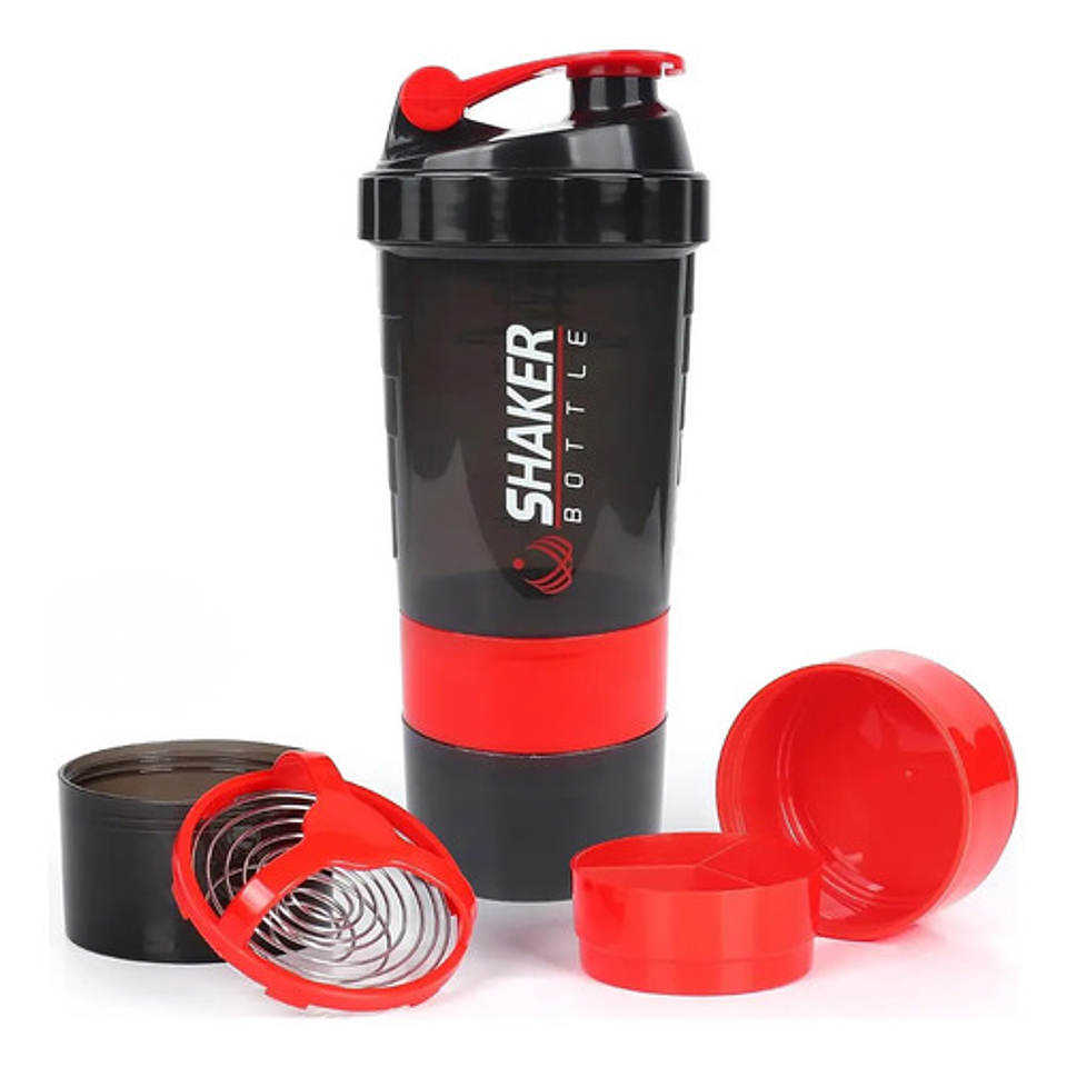 Shaker 3 En 1, Botella Mezclador Batidos Proteina 500ml Gym 17