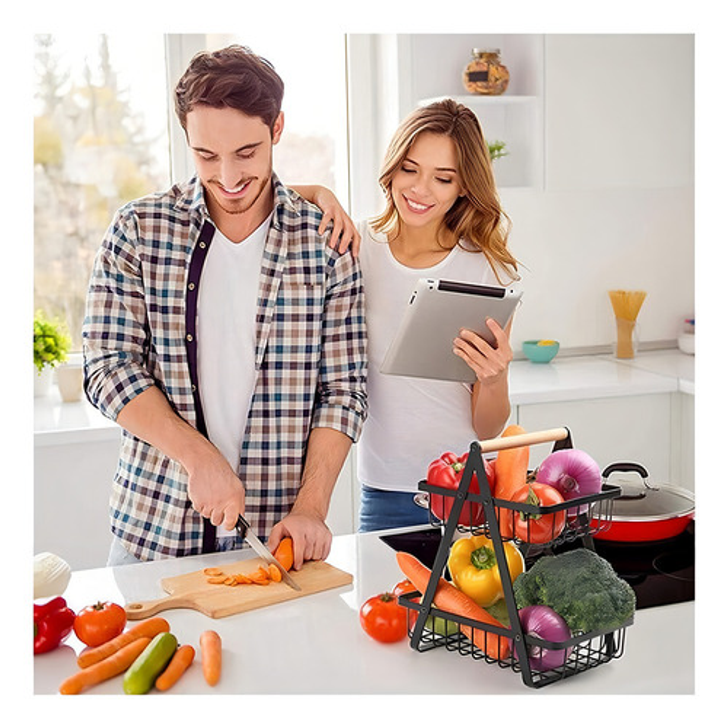 Frutero De Metal Con Reja, Organizador Para El Hogar 4