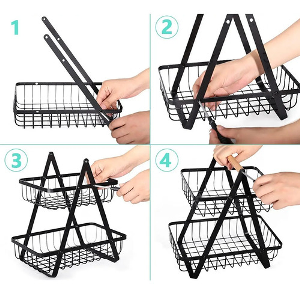 Organizador Hogar Rack Multiuso Frutero De Metal 2 Nivel Color Ab 2