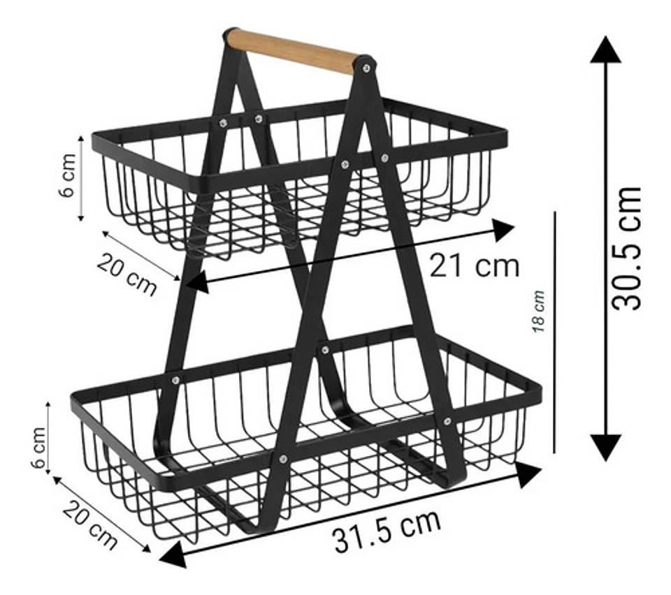 Organizador Hogar Rack Multiuso Frutero De Metal 2 Nivel Color Ab 3