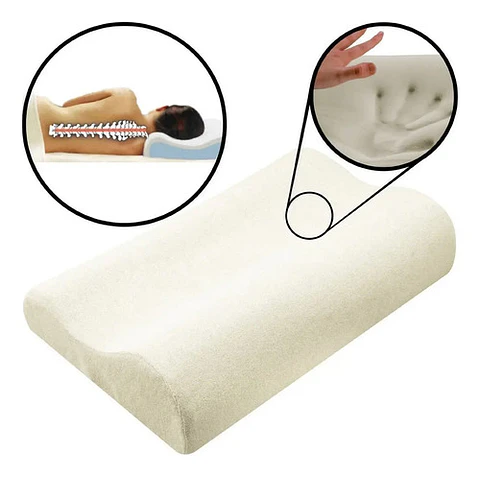 Almohada Viscoelástica Latex Memoria Antialérgica 50x30x10 Cm Blanca Blanco