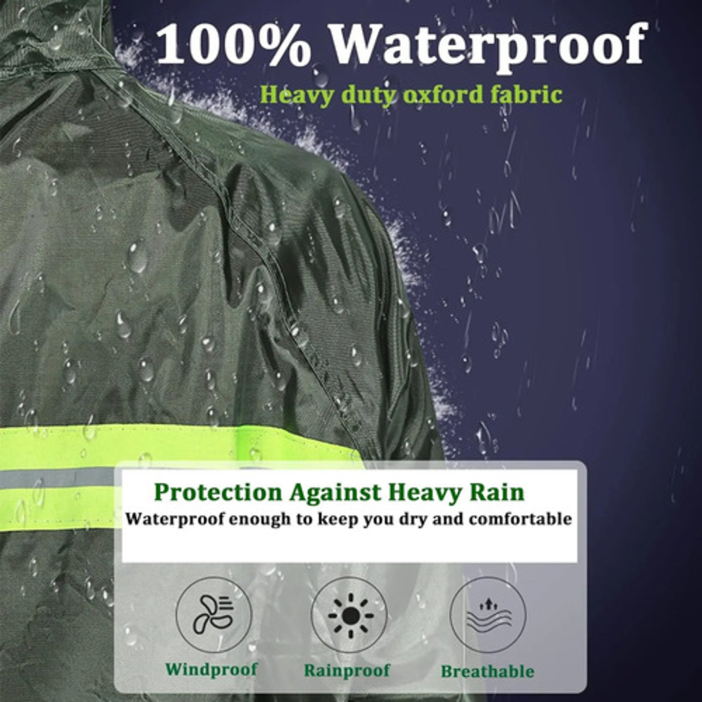 Poncho Lluvia Largo Capa Para Lluvia Con Cinta Reflectante 11