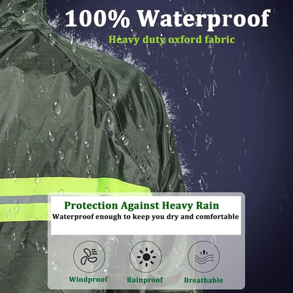 Poncho Lluvia Largo Capa Para Lluvia Con Cinta Reflectante 11