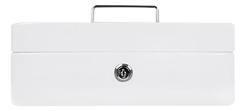 Caja Fuerte Para Efectivo Monedas Portátil Cerradura Y Llave Color Blanco