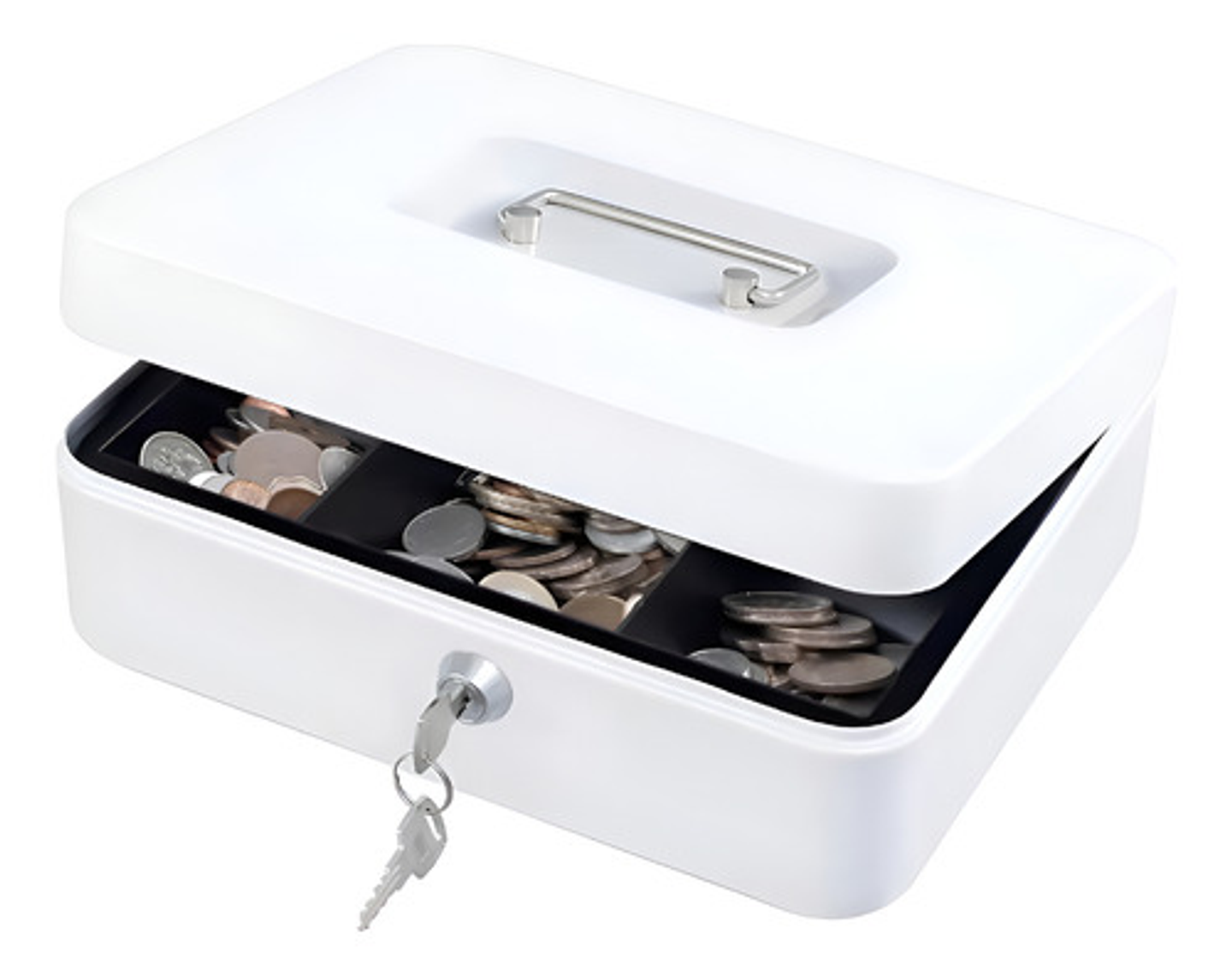 Caja Fuerte Para Efectivo Monedas Portátil Cerradura Y Llave Color Blanco 4