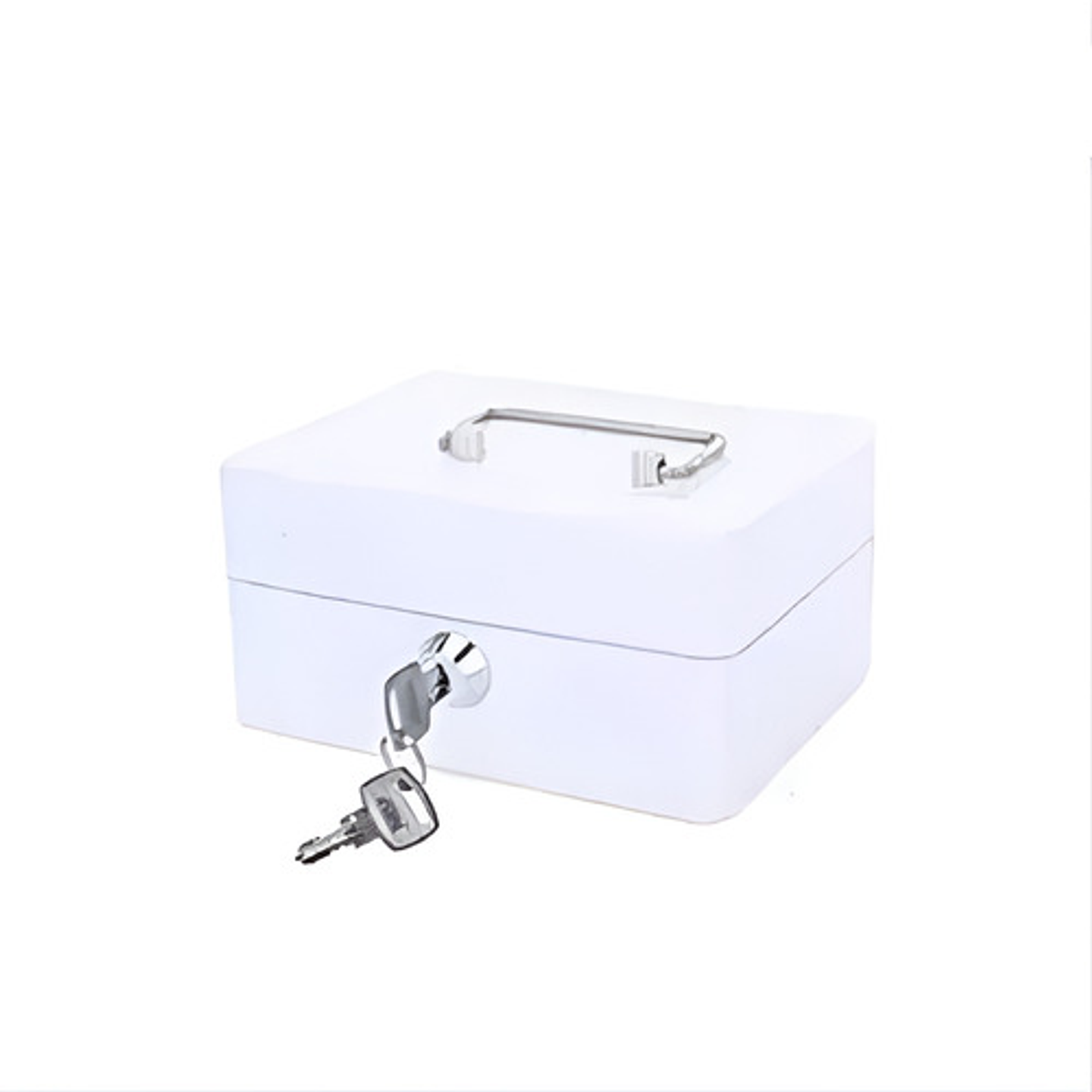 Caja Fuerte Para Efectivo Monedas Portátil Cerradura Y Llave Color Blanco 7