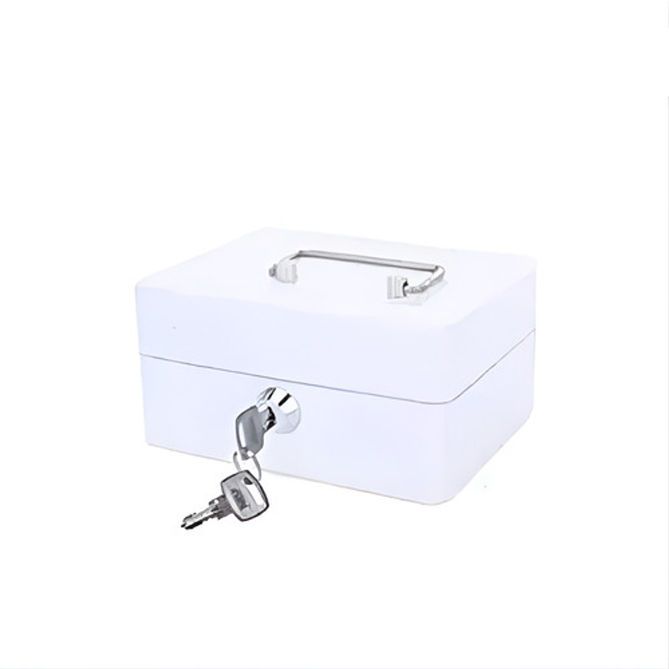 Caja Fuerte Para Efectivo Monedas Portátil Cerradura Y Llave Color Blanco 7