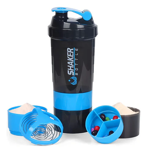 Vaso Proteina Botella Azul Shaker Para Batido Botella Gym 3 En 1 Botella Agua Shaker Vaso Shaker Proteinas Mezclador Botella Deportiva Para Batidos Vaso Shaker Qatarshop Proteinas