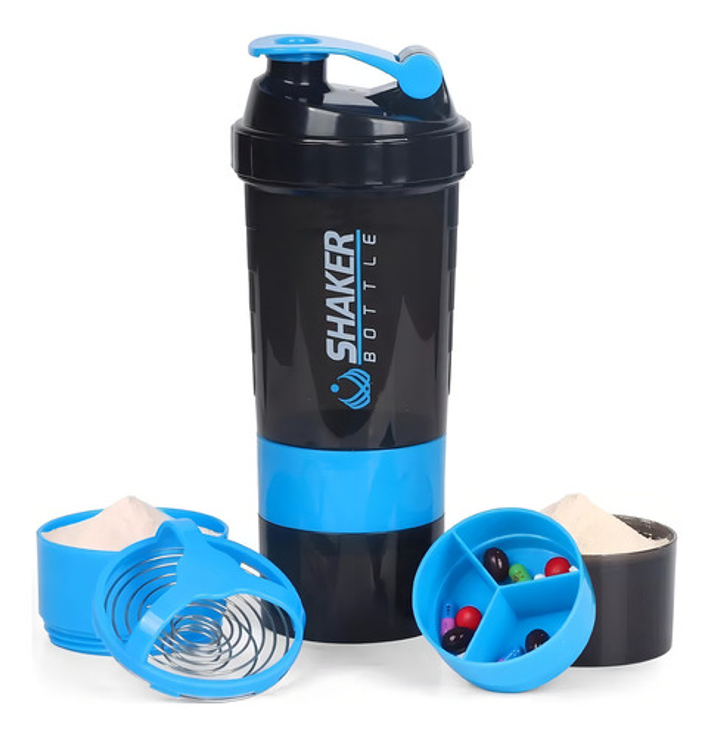Vaso Proteina Botella Azul Shaker Para Batido Botella Gym 3 En 1 Botella Agua Shaker Vaso Shaker Proteinas Mezclador Botella Deportiva Para Batidos Vaso Shaker Qatarshop Proteinas 1