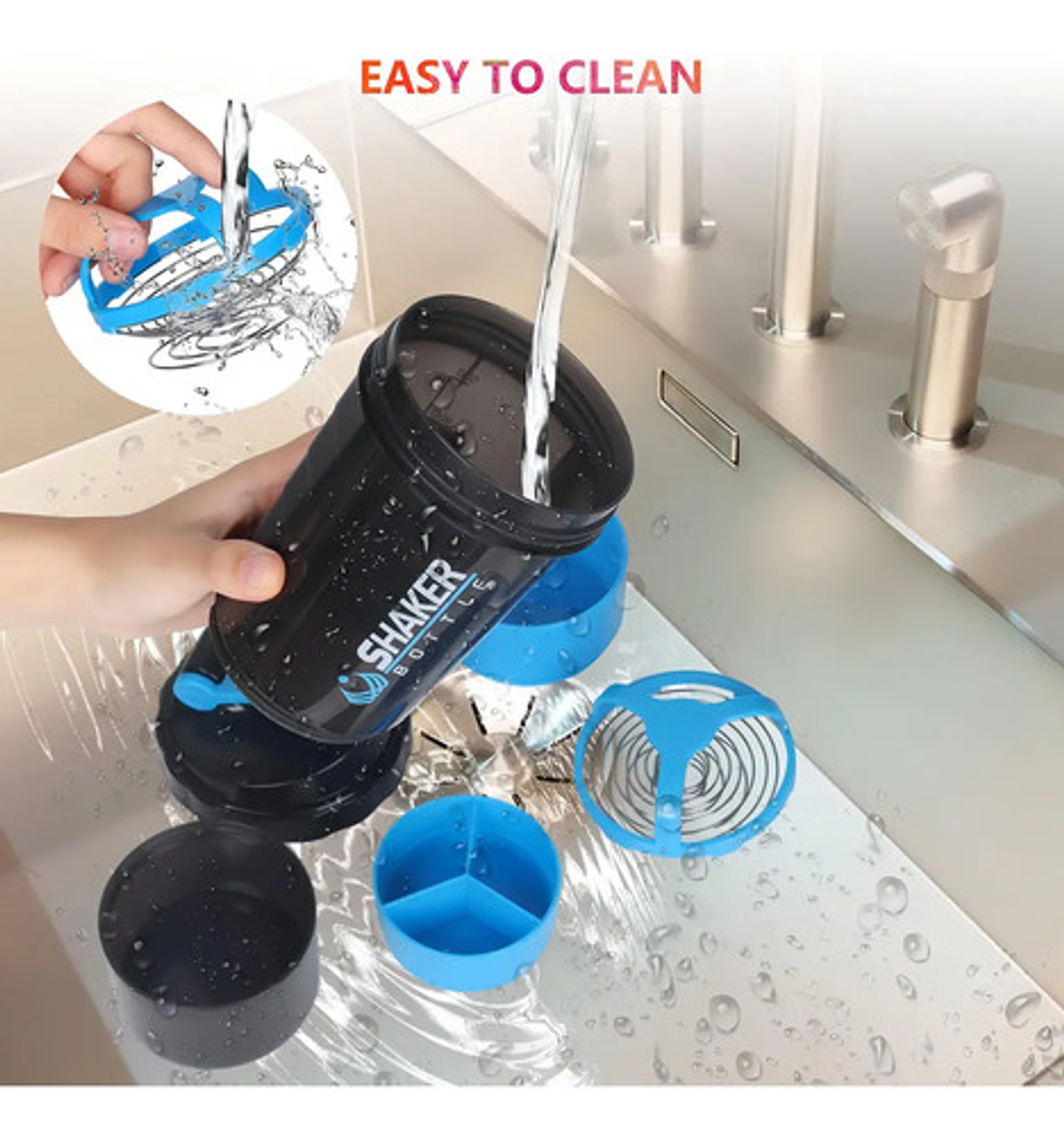 Vaso Proteina Botella Azul Shaker Para Batido Botella Gym 3 En 1 Botella Agua Shaker Vaso Shaker Proteinas Mezclador Botella Deportiva Para Batidos Vaso Shaker Qatarshop Proteinas 7