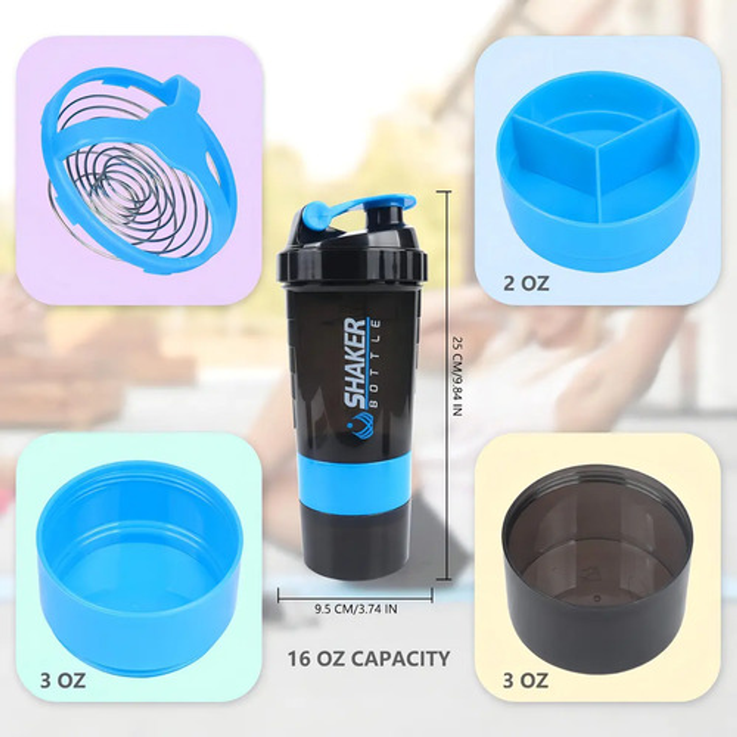 Vaso Proteina Botella Azul Shaker Para Batido Botella Gym 3 En 1 Botella Agua Shaker Vaso Shaker Proteinas Mezclador Botella Deportiva Para Batidos Vaso Shaker Qatarshop Proteinas 9