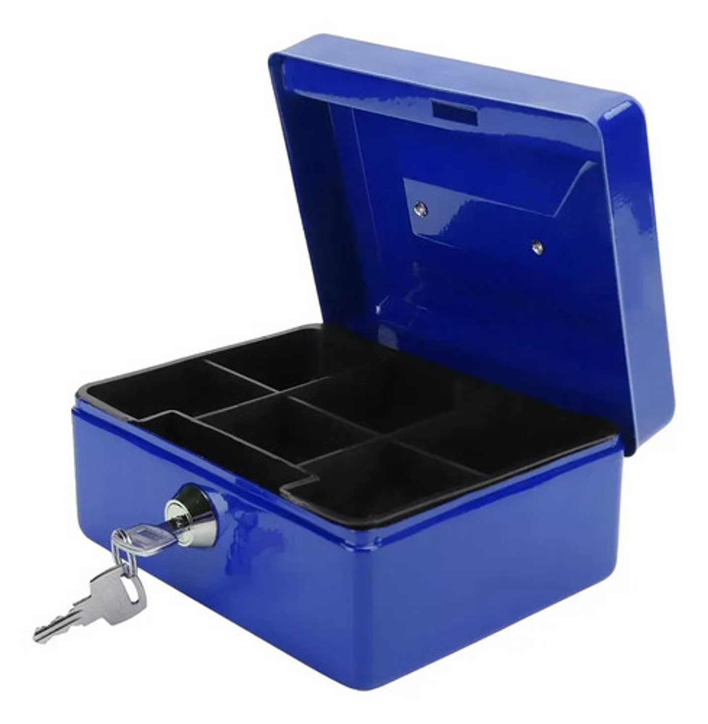 Caja De Seguridad Metal Para Efectivo Con Cerradura Y Llaves Color Azul 2