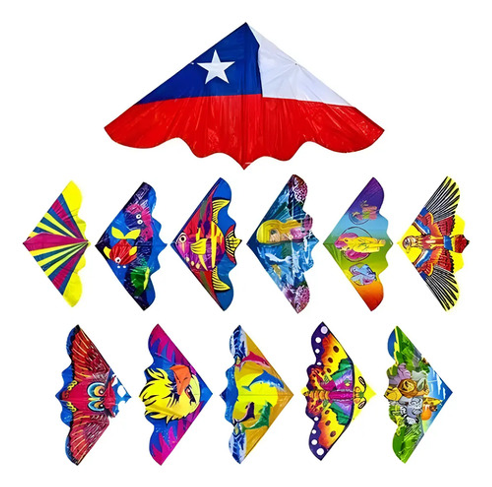 Cometas Volantín Pack X12 Bandera Chile Fechas Patrias 18 8