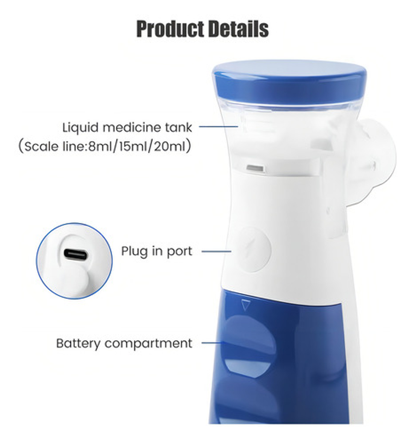 Nebulizador Portátil Inhalador Batería Recargable Usb Color Blanco 3