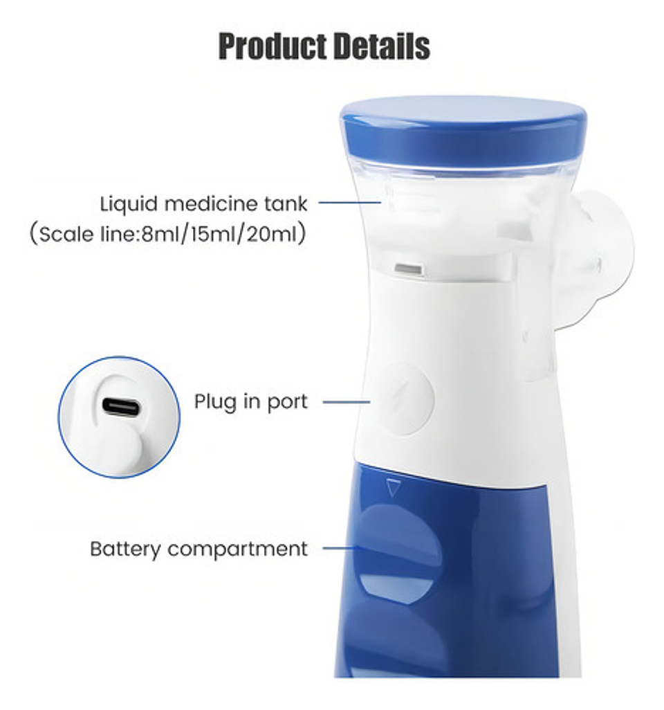 Nebulizador Portátil Inhalador Batería Recargable Usb Color Blanco 3