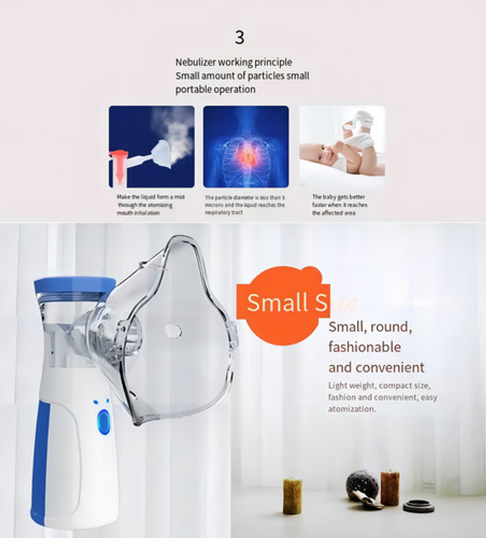 Nebulizador Portátil Inhalador Batería Recargable Usb Color Blanco 6