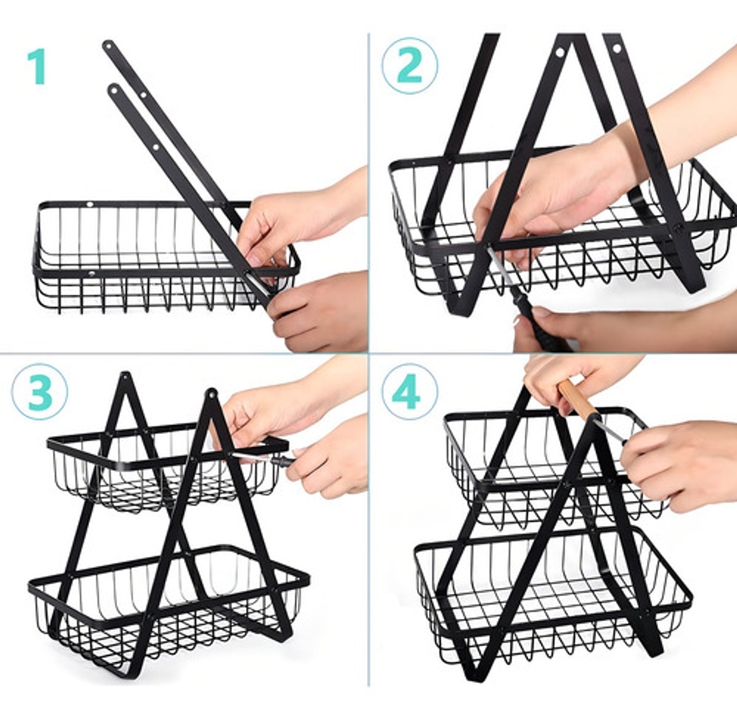 Organizador Hogar Rack Multiuso Frutero De Metal 2 Nivel Color Ab 2