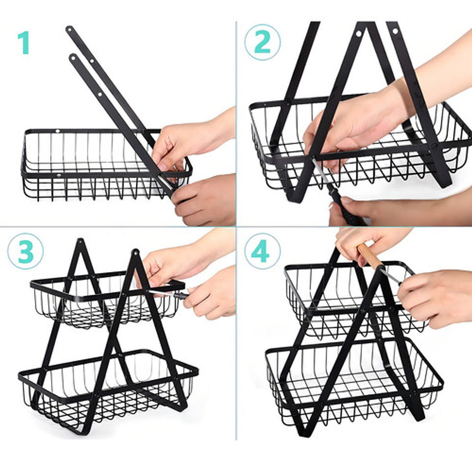 Organizador Hogar Rack Multiuso Frutero De Metal 2 Nivel Color Ab 2