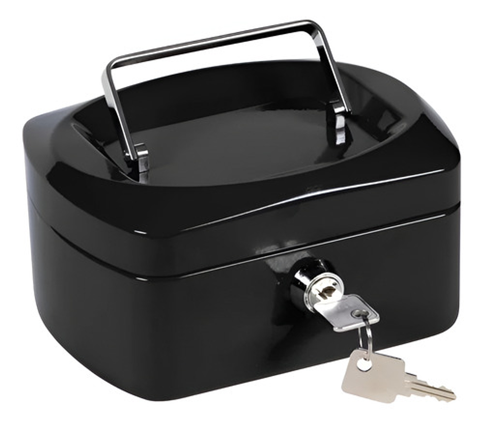 Caja De Efectivo Metálica De Seguridad Portátil Con Llaves Color Negro 2