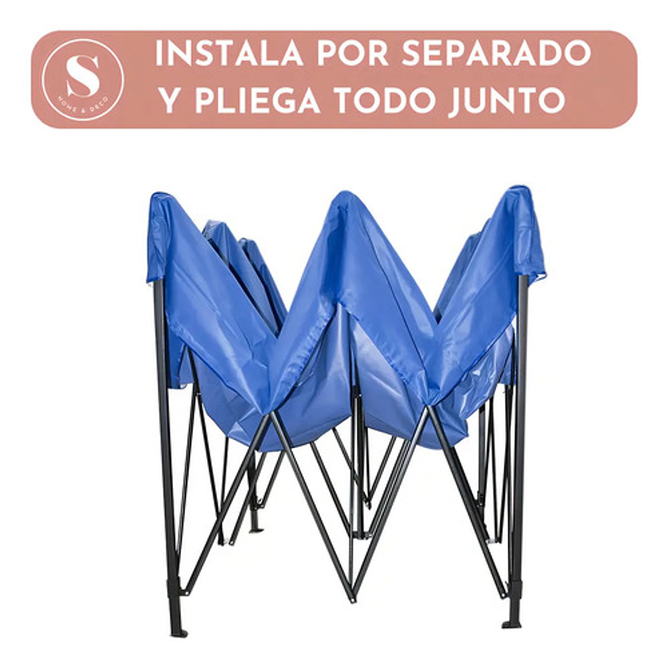 Toldo Plegable Thek Azul 3x3 Metros Impermeable Retráctil Con Protección Uv 3