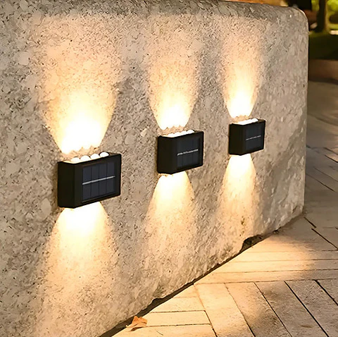 Pack 6 Apliques Solares Led Qatar Shop Luz Cálida Exterior Impermeable Ip65 Negro