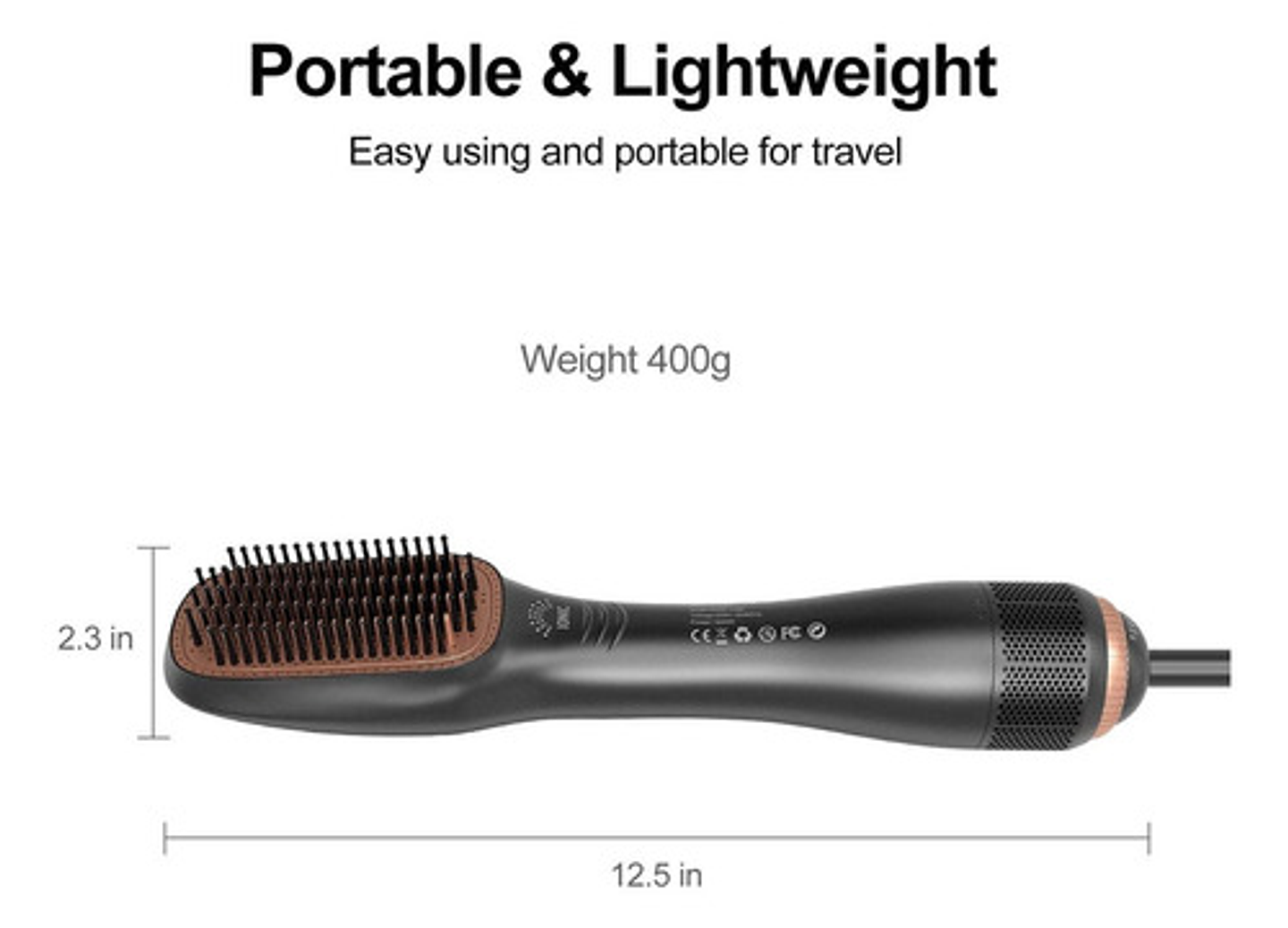 Cepillo Secador Alisador Cepillo Plancha Peine Secador 2en1 Negro 7