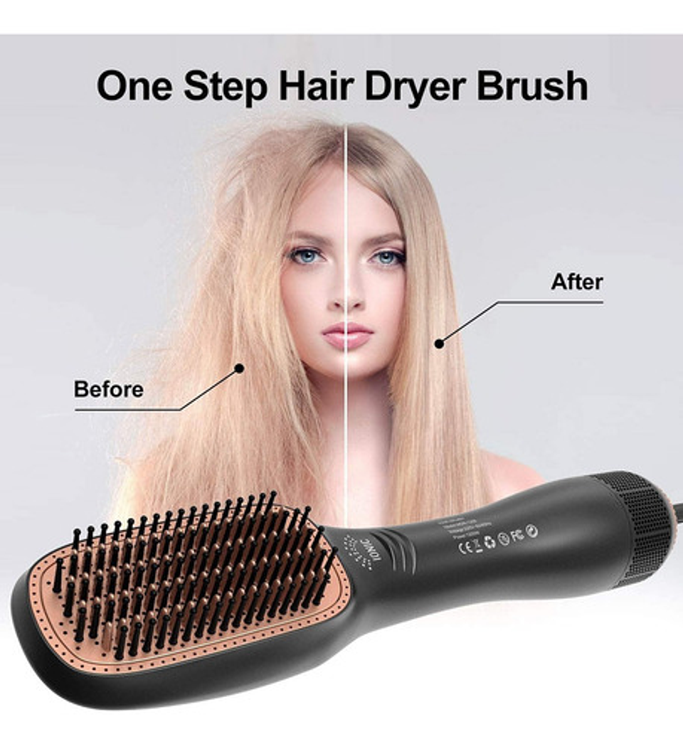Cepillo Secador Alisador Cepillo Plancha Peine Secador 2en1 Negro 10