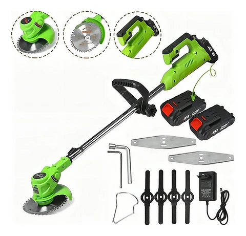 Cortadora De Césped Inalámbrica Mangocargo 21v 15cm Con 4 Alturas Y 2 Baterías