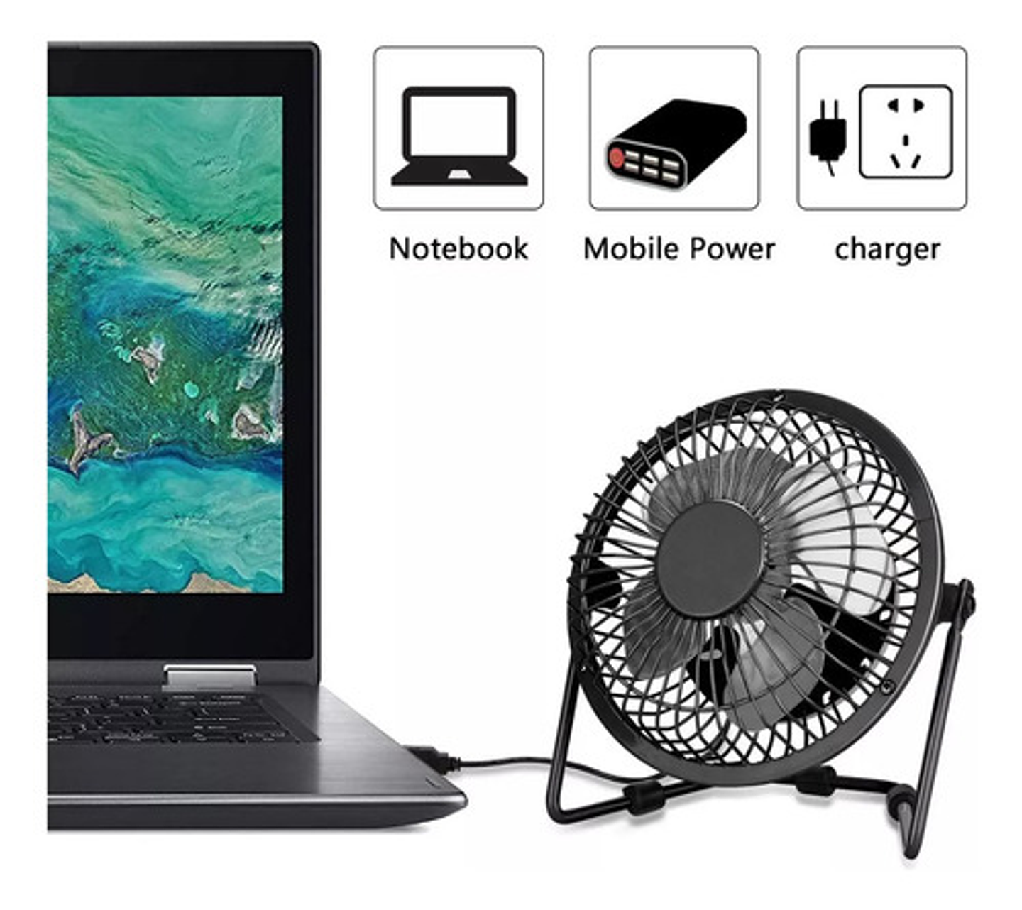 Ventilador Usb Sobremesa Ajustable Mini Fan Usb Silencioso 3