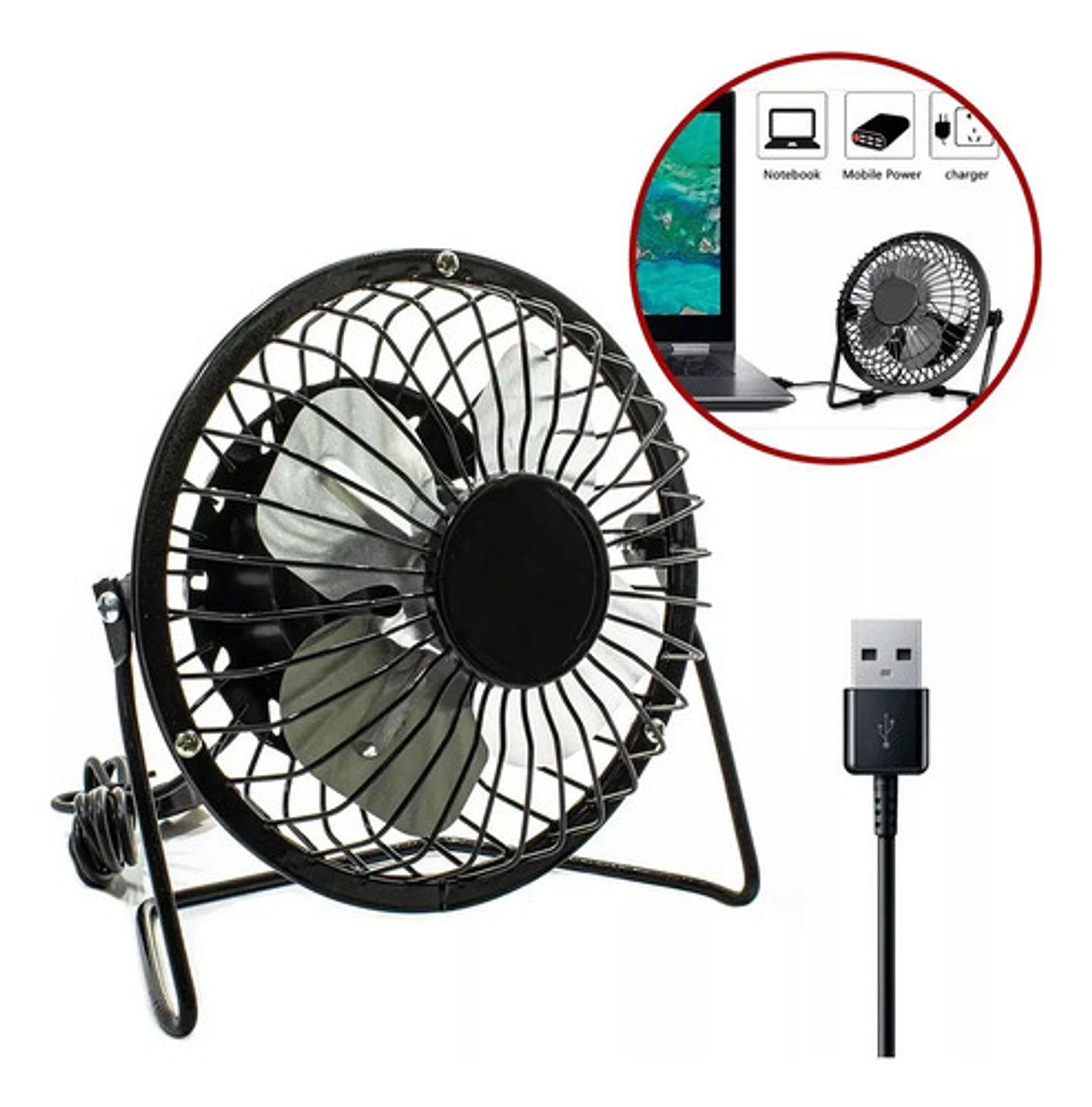 Ventilador Usb Sobremesa Ajustable Mini Fan Usb Silencioso 4