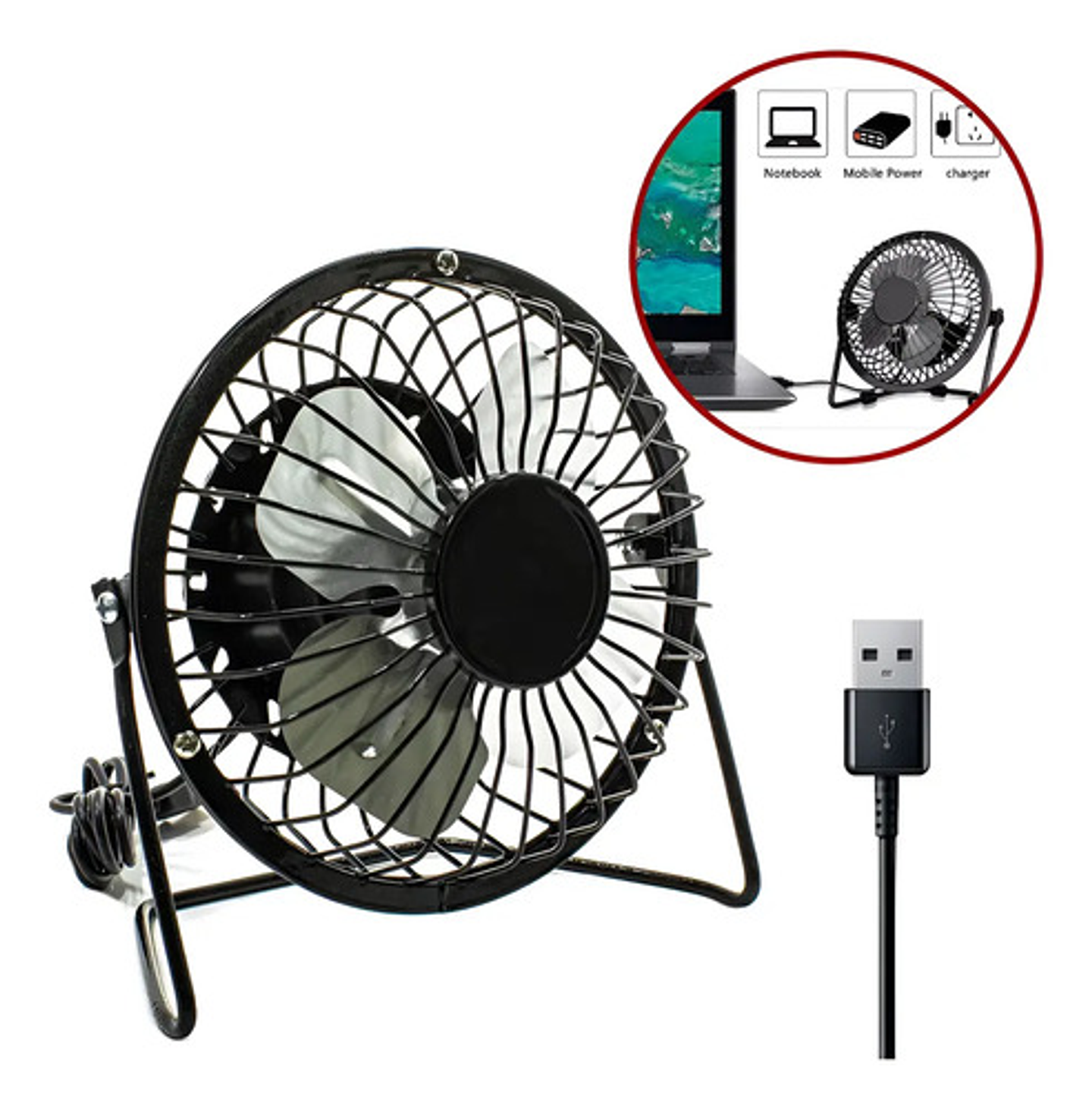 Ventilador Usb Sobremesa Ajustable Mini Fan Usb Silencioso 5