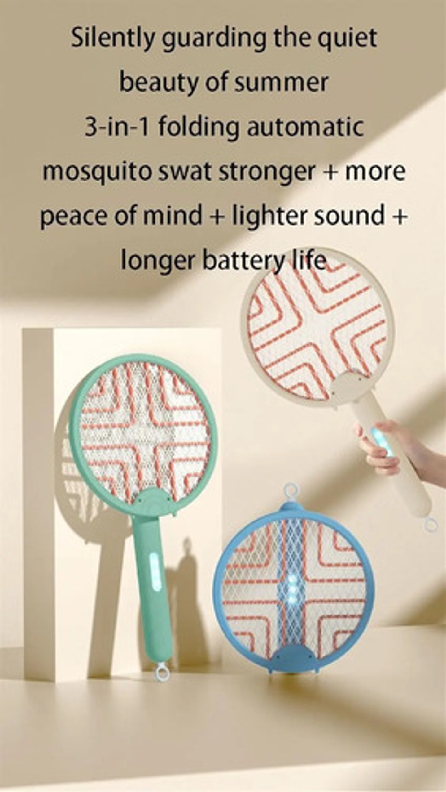 Raqueta Matamoscas Eléctrico Recargable 3en1 Mata Mosquito 3