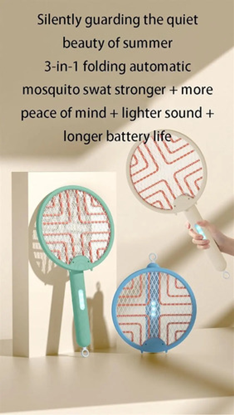 Raqueta Matamoscas Eléctrico Recargable 3en1 Mata Mosquito 3