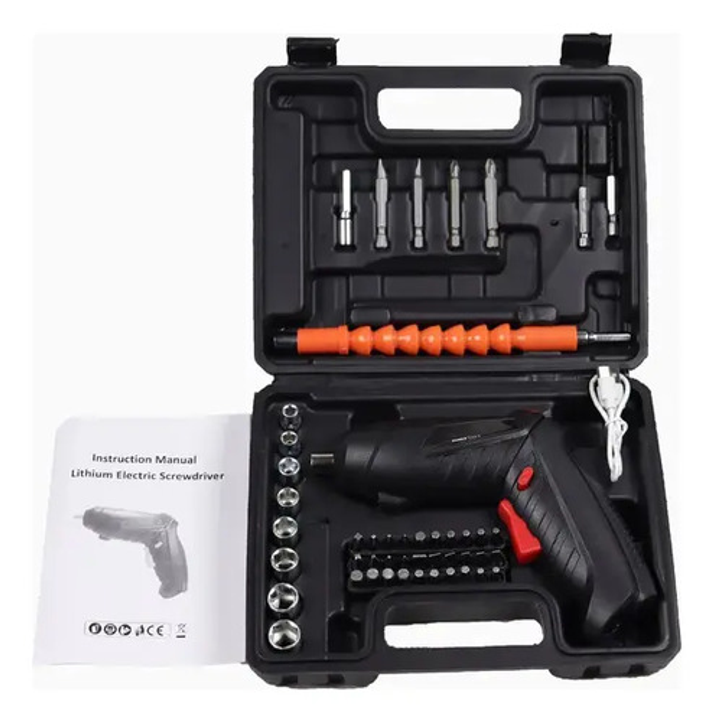 Destornillador Atornillador Inalámbrico Thek 47pcs 3.6v Recargable Con Luz Led Negro 1