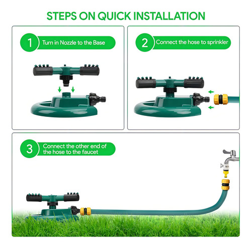 Aspersor De Riego Regador Jardin Automatico Riego Giratorio 4