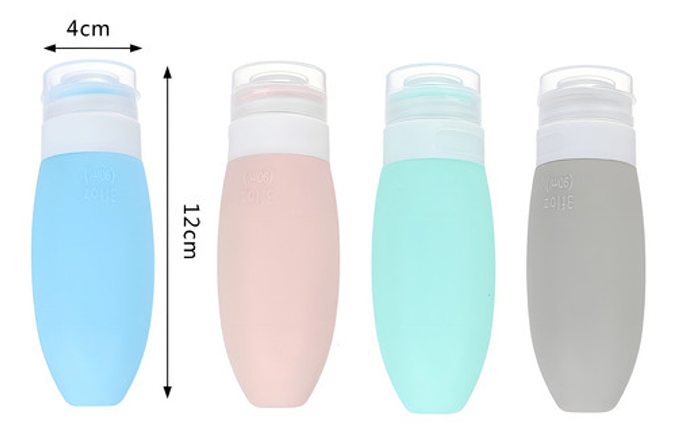 Pack 4 Botellas De Viaje De Silicona Frasco Dispensador Color Pastel 2