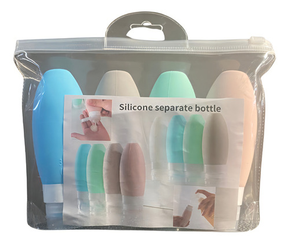 Pack 4 Botellas De Viaje De Silicona Frasco Dispensador Color Pastel 4