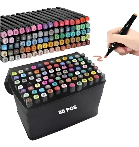 Marcadores Pastelería Cl Largo 80 Colores Doble Punta Base Alcohol Permanentes