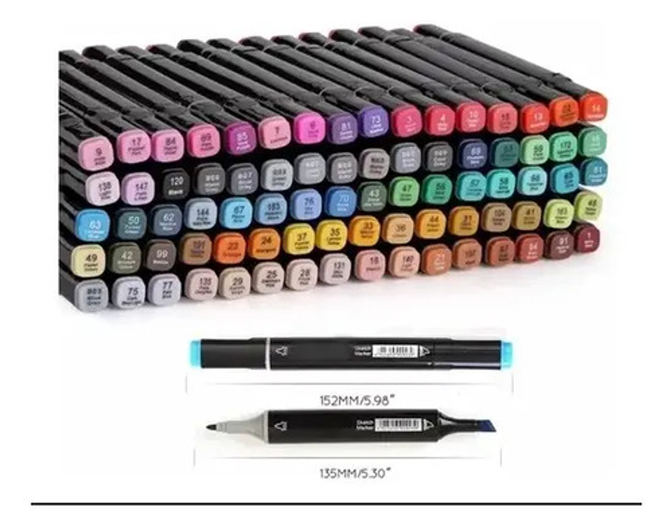 Marcadores Pastelería Cl Largo 80 Colores Doble Punta Base Alcohol Permanentes 2